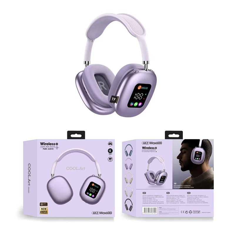 Wireless Bluetooth Headset with RGB Display Screen Card Reader Headset Long Battery life High-fidelity Earphones