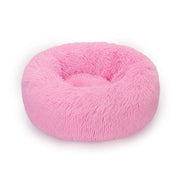 Super soft pink dog bed with ultra-comfy cushioning and non-slip bottom.