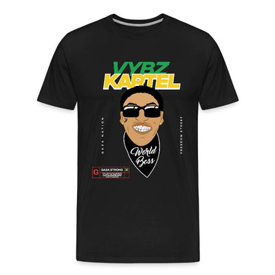 Black World Boss T-Shirt featuring vibrant design and Gaza Nation theme.