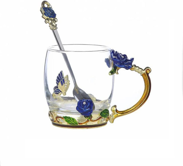 Elegant Floral Tea Mug Set for Mother's Day - Includes Spoon, Perfect for Coffee, Tea, Juice, and More - Ideal Gift for Valentine's Day and Christmas-The Joop Basket