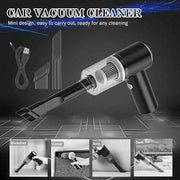 Portable car vacuum cleaner, cordless handheld vacuum for cleaning car interiors, desktops, sofas, keyboards, and small spaces.