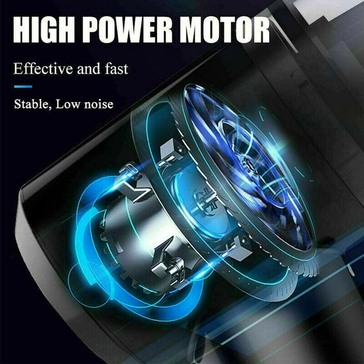High power motor, portable car vacuum with stable, low noise performance for effective cleaning.