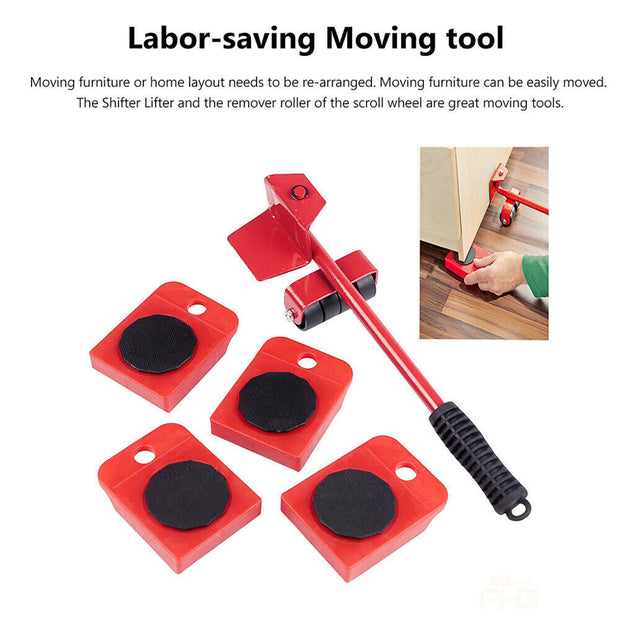 5PCS Move Removal Heavy Furniture Movers Shifter Lifter Slider Wheels Moving Kit-The Joop Basket