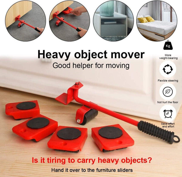 5PCS Move Removal Heavy Furniture Movers Shifter Lifter Slider Wheels Moving Kit-The Joop Basket