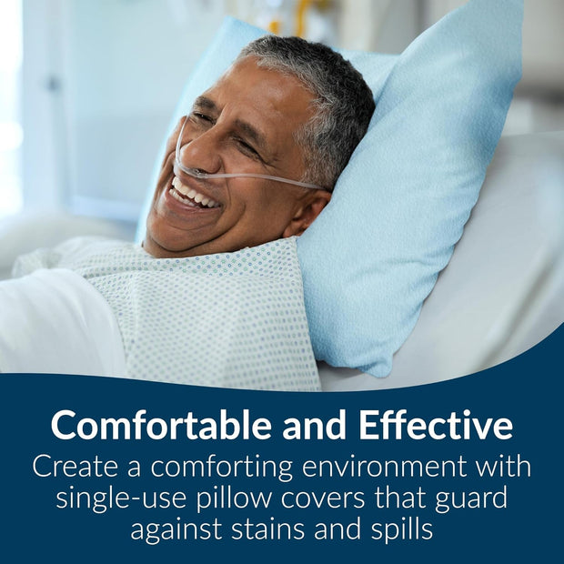 Avalon 703 Disposable Pillowcases, Blue, 21" x 30" (Pack of 100) - Single-Use, Tissue with Poly Backing to Prevent Leak-Through, Pebble Embossed, Medical Supplies-The Joop Basket