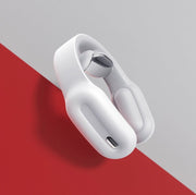 Cervical & Shoulder Massager with intelligent remote control, white design on a red and gray background.