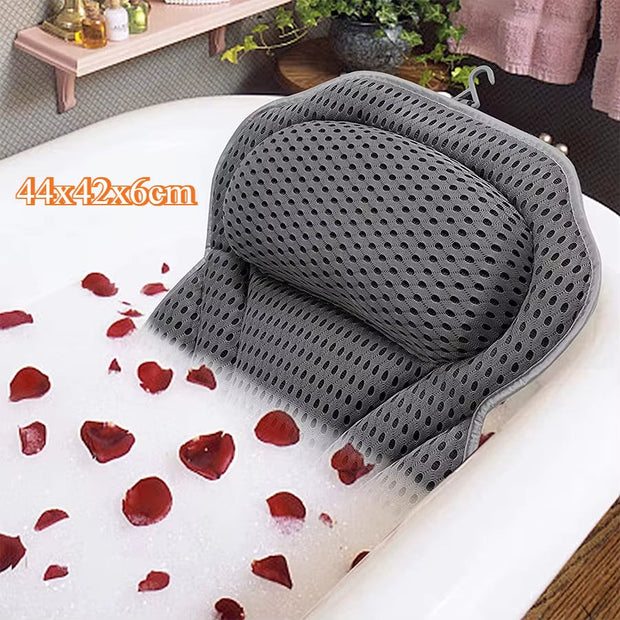 Bathtub Pillow Neck Back Support Ultra Soft 4D Breathable Mesh Spa Cushion Headrest Bathroom Accessories Soft Spa-The Joop Basket