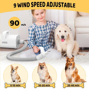 Pet Hair Dryer with Adjustable Wind Speed, Suitable for Dogs and Cats, 4-in-1 Smart Design.