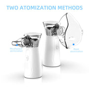 Portable handheld nebulizer with mouthpiece and mask for vapor therapy and respiratory relief