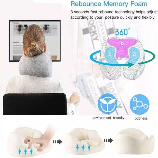 U Shaped Pillow Travel Neck Pillow Memory Foam Portable Soft Neck Head Support-The Joop Basket