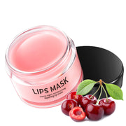 Lip skin care moisturizing product in a stylish jar with cherries.