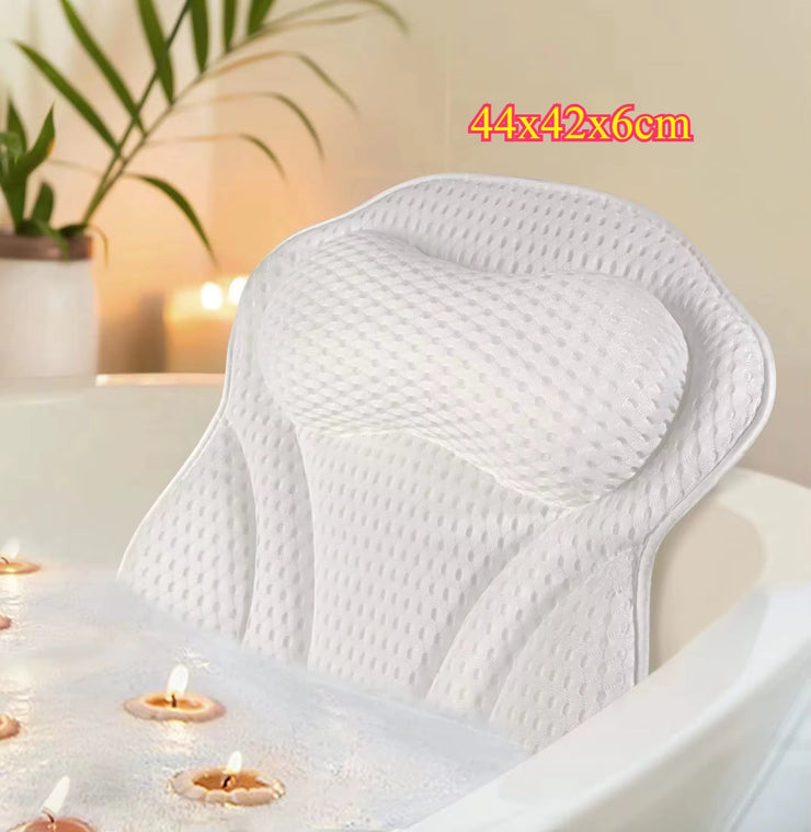 Bathtub Pillow Neck Back Support Ultra Soft 4D Breathable Mesh Spa Cushion Headrest Bathroom Accessories Soft Spa