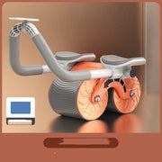 Abdominal Wheel Automatic Rebound AB Roller with Elbow Support in Orange for Fitness and Belly Slimming.