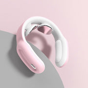Cervical and shoulder massager with intelligent remote control in pink and white.