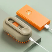Steam Pet Brush 3-in-1 with massage feature and rechargeable convenience.