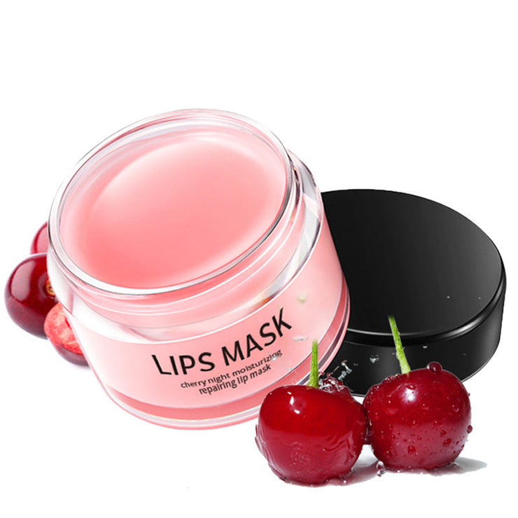 Hydrating lip mask with cherry extract for moisturizing and nourishing lips.