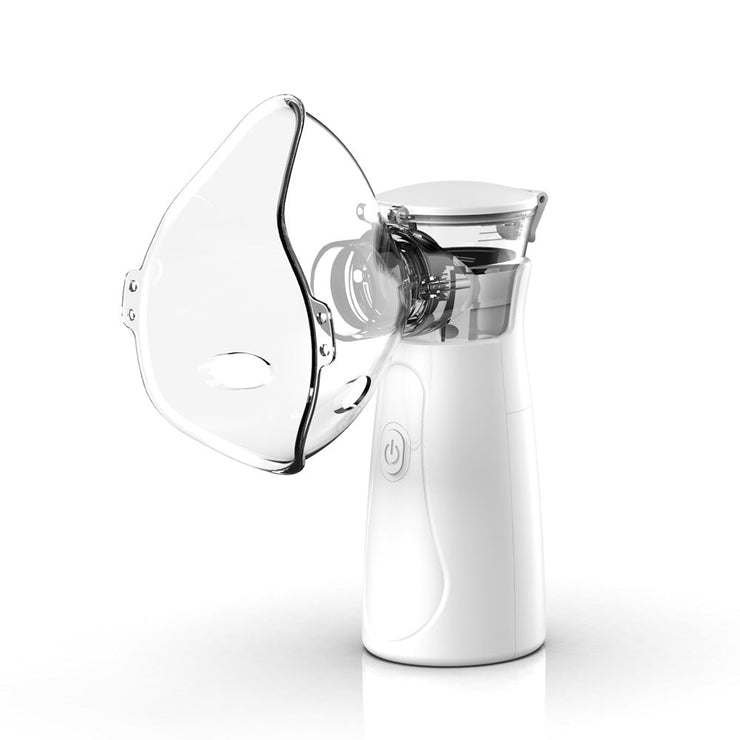 Compact handheld nebulizer device with transparent mask for vapor therapy and respiratory relief