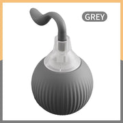 Grey interactive cat toy ball with a curved tail for playful engagement.