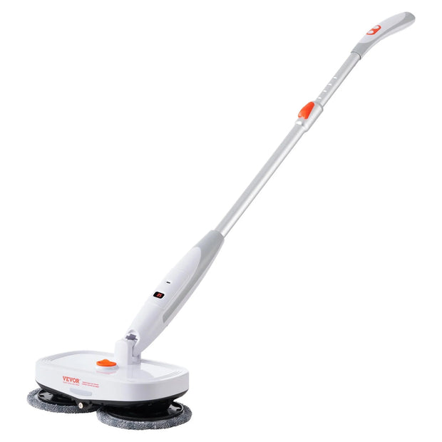 VEVOR Cordless Electric Spin Mop with Water Tank, 40-Minute Battery Life, LED Headlight, Dual Mop Heads, and 8 Microfiber Pads for Hardwood and Tile Floor Cleaning-The Joop Basket