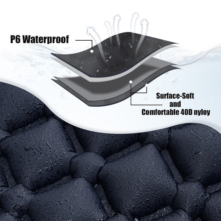 Waterproof and soft 40D nylon outdoor camping inflatable mattress with durable TPU coating for comfort and durability