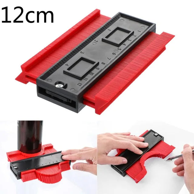 12cm red and black contour gauge tool for replicating shapes and curves in woodworking and home improvement projects