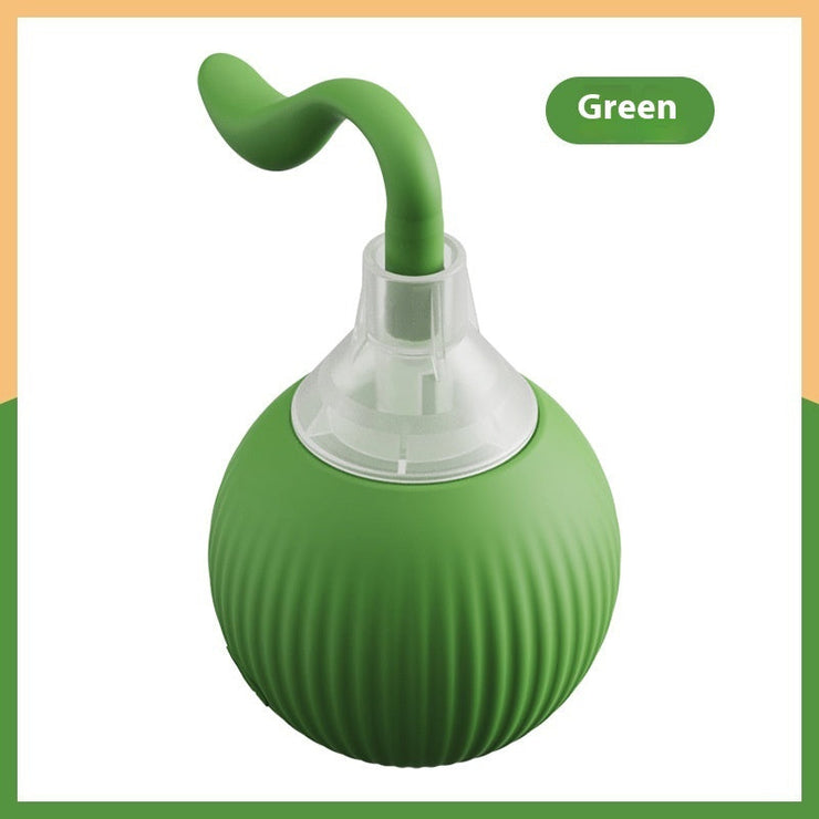Green interactive cat toy ball with a coiled top, designed for high-energy play and automatic functions.