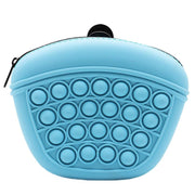Silicone dog treat pouch with anti-slip bubble design in blue.
