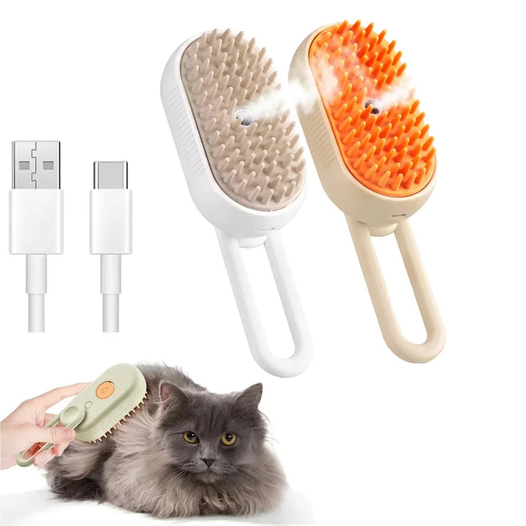 Steam Pet Brush 3-in-1 for Detangling, Massage, and Hair Removal on Pets