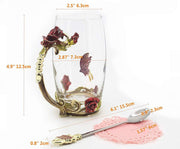 Elegant floral tea mug set with 3D butterfly design, spoon included, ideal for Mother's Day and gifts.