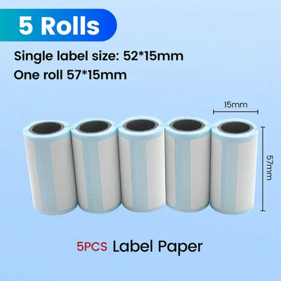 5 rolls of Olpg thermal printing paper for mini printers, size 57*15mm, ideal for labels and stickers.