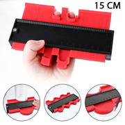 Red and black 15 cm contour gauge tool for replicating shapes and curves in woodworking and tile cutting projects