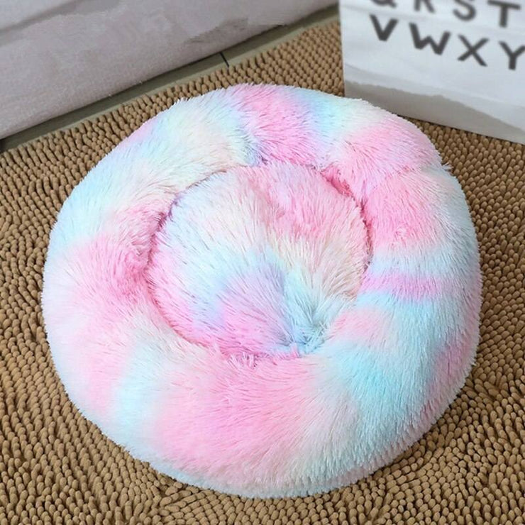 Super soft dog bed with colorful, plush design for optimal comfort and support.