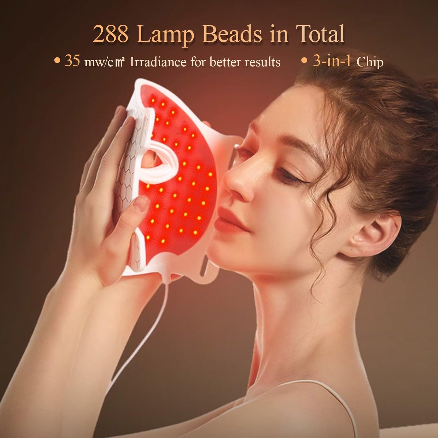 Showing MEGELIN 7 Color LED Light Therapy Face Mask demonstration