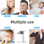 Handheld nebulizer for asthma, sore throat, fever, rhinitis, and cough relief.