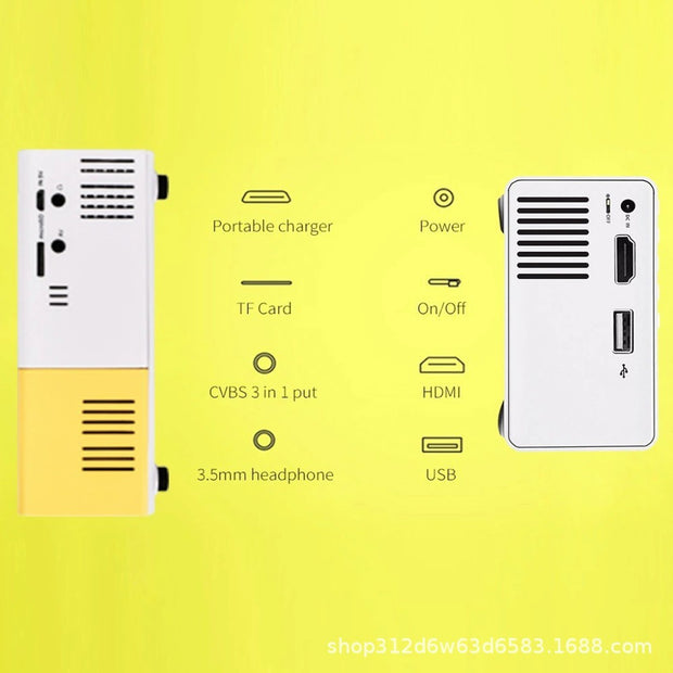 Projection Factory Cross-border Hot Mini-portable Projector Yg300 Small Yellow Machine HD Home Recommend Projector-The Joop Basket