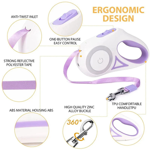 Automatic Retractable Luminous Dog Walking Rope-The Joop Basket