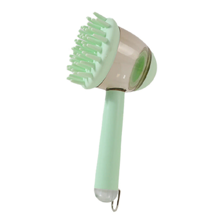 Massage brush for pets, silicone bath brush in green color.