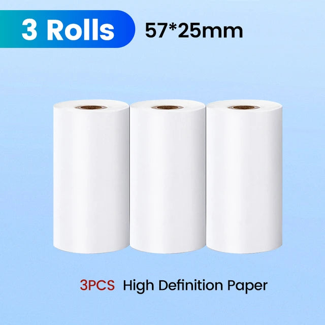 57mm high-definition thermal paper rolls for mini printers, 3-piece set.