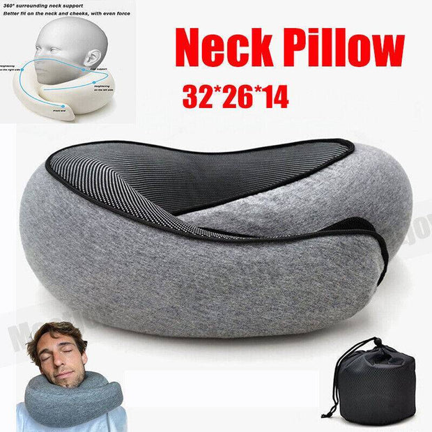 U Shaped Pillow Travel Neck Pillow Memory Foam Portable Soft Neck Head Support-The Joop Basket