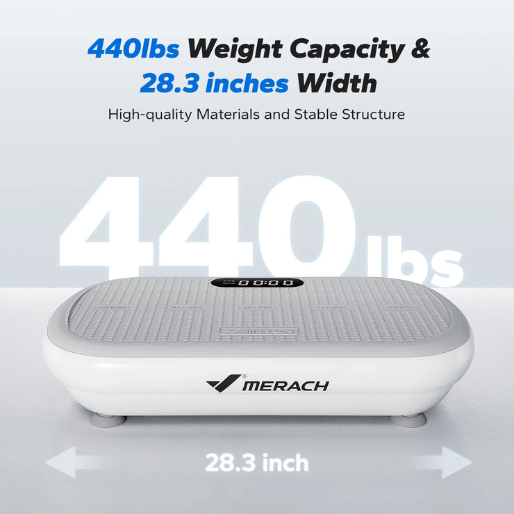 MERACH Vibration Plate Exercise Machine with 440lbs capacity and 28.3-inch width.