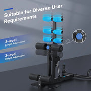 MERACH Deep Squat Machine with adjustable settings for leg and core workouts, featuring 360-degree rotating massage rollers.
