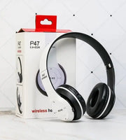 P9 Air Max Wireless Stereo Headphones with box, featuring HiFi stereo audio and Bluetooth technology.