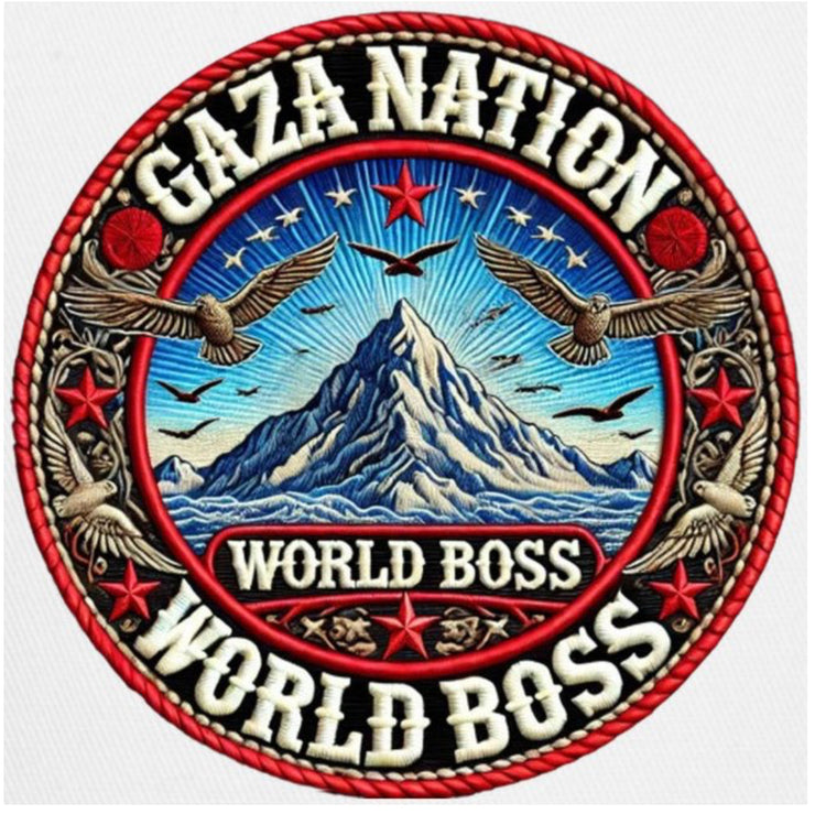 Gaza Nation Trucker Hats with embroidered World Boss design.