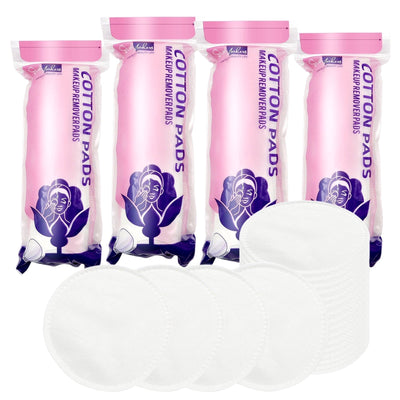 Premium cotton rounds for makeup removal and skincare, 400 count disposable pads.