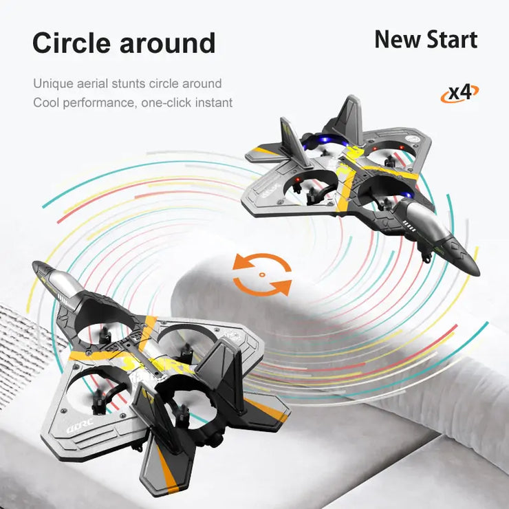 Remote control toy aircraft showcasing aerial stunts and responsive control.