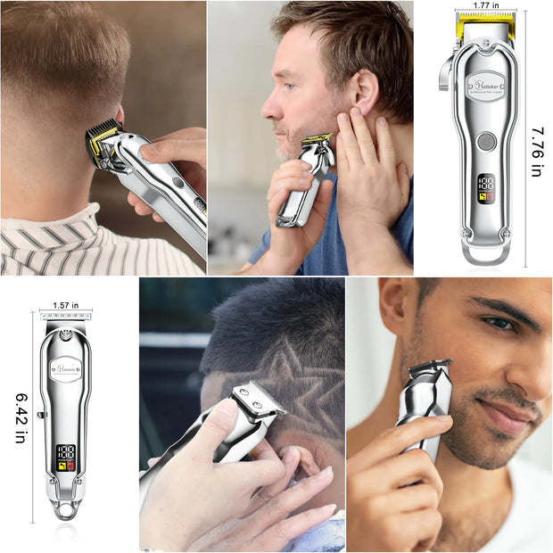 Hatteker Pro Cordless Hair Clipper Set Metal LCD Barber Trimmer-The Joop Basket
