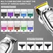 Hatteker Professional Hair Cutter Mans Hair Clipper Set Metal Electric Cordless Hair Trimmer for Barber LCD Display Hairdressing
