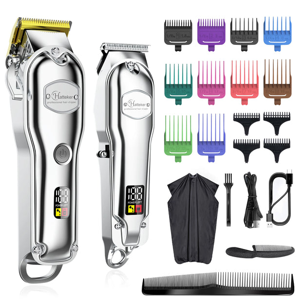 Hatteker Pro Cordless Hair Clipper Set Metal LCD Barber Trimmer-The Joop Basket