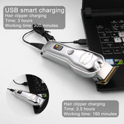 Hatteker Professional Hair Cutter Mans Hair Clipper Set Metal Electric Cordless Hair Trimmer for Barber LCD Display Hairdressing
