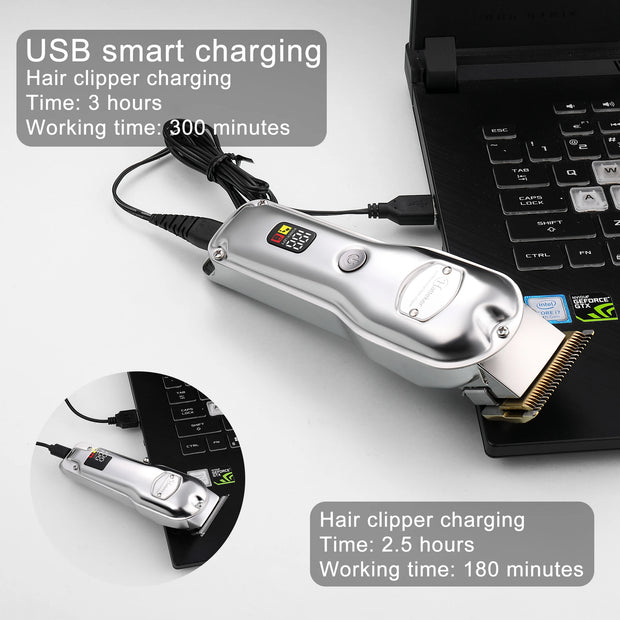 Hatteker Pro Cordless Hair Clipper Set Metal LCD Barber Trimmer-The Joop Basket